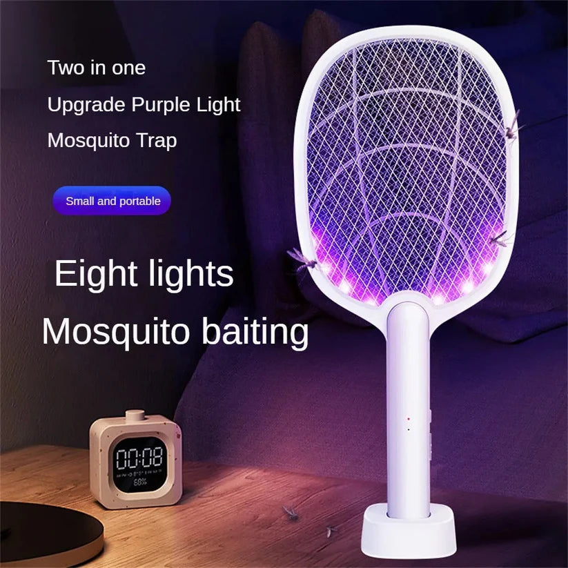 2-in-1 Electric Mosquito Swatter & Bug Zapper – 2500V USB Rechargeable Insect Killer Racket