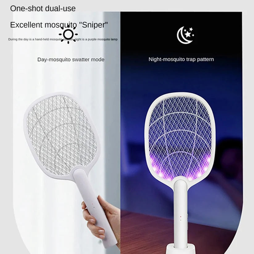 2-in-1 Electric Mosquito Swatter & Bug Zapper – 2500V USB Rechargeable Insect Killer Racket
